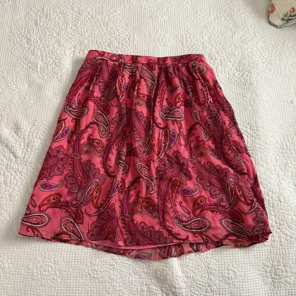 J. Crew Vibrant Pink Paisley A-Line Skirt